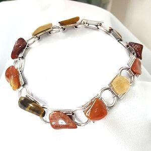 Vintage☆Multicolor Polished Gem Stone Bracelet